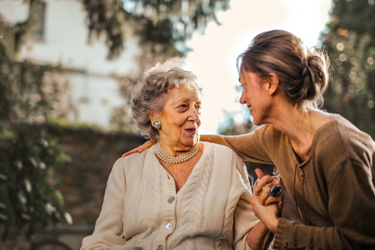 care giver smiling with patient